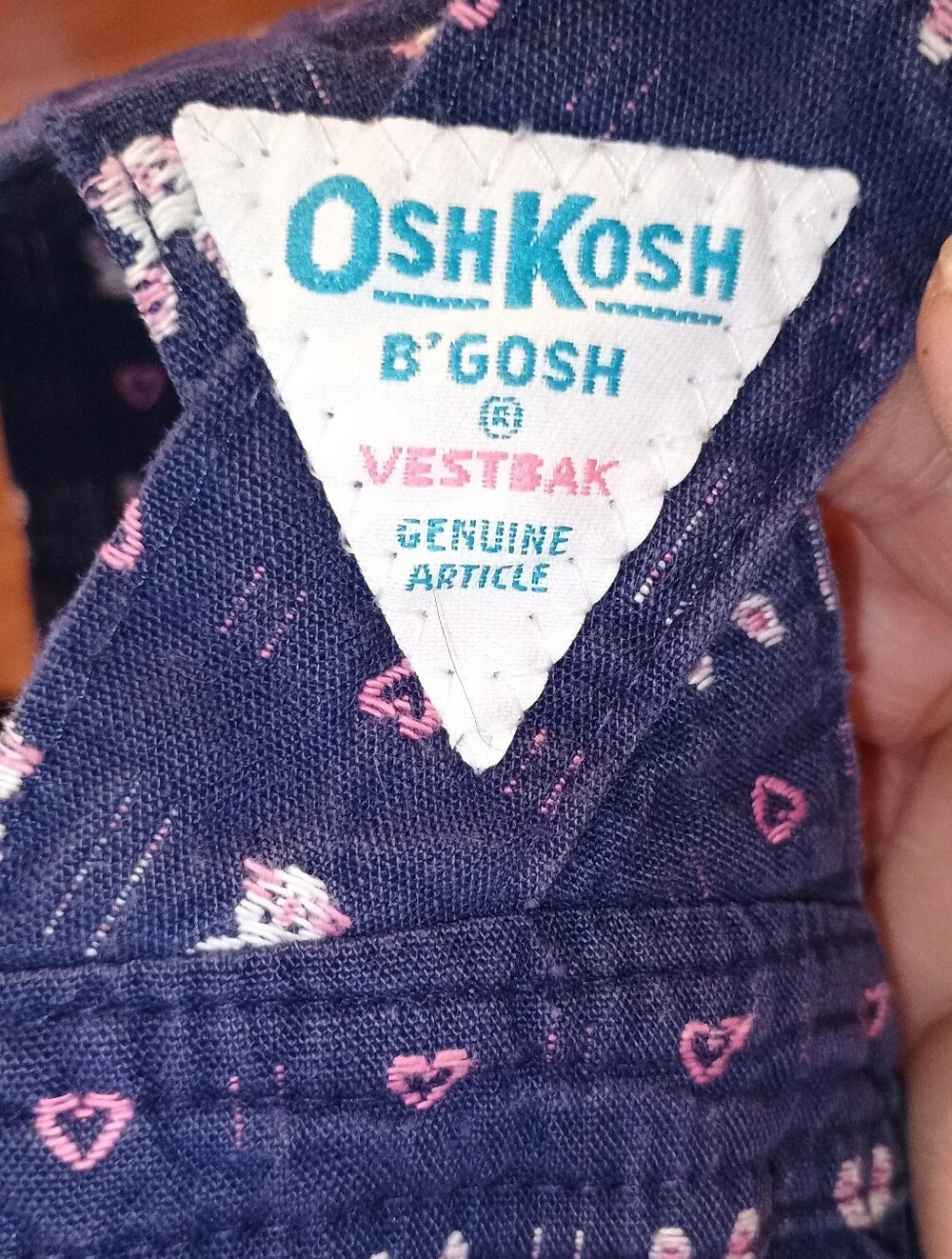 Vintage OshKosh B’gosh Girls Bunny Rabbit Heart Overalls Navy Blue Vestbak 24m